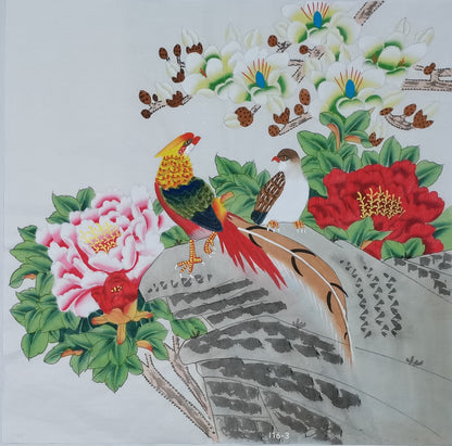 Chinese painting-Chinese birds.  Birds and flowers. Living room or study decoration
