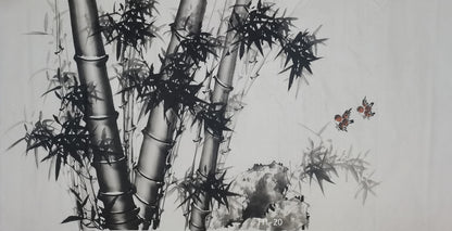 Chinese painting-ink bamboo. Bamboo and birds. Study decoration.