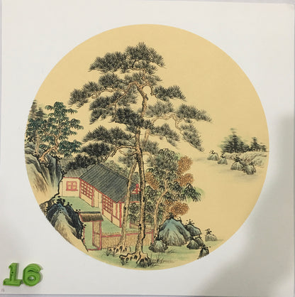 Chinese realistic painting-detailed painting.  Mountains and rivers.   Painted on hard paper jam