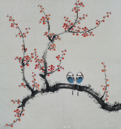 Chinese painting-Plants. Plum blossom and birds. Study decoration.